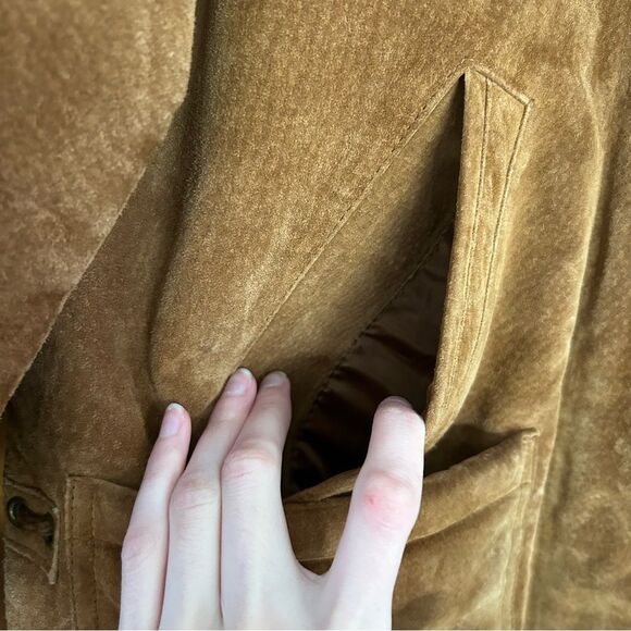 VTG Gallery Leather Suede Penny Lane Sherpa Driving Coat Size Medium - Picture 4 of 16